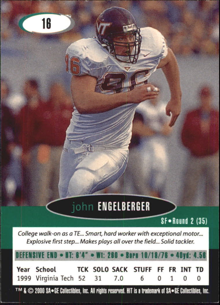 2000 SAGE HIT #16 John Engelberger back image