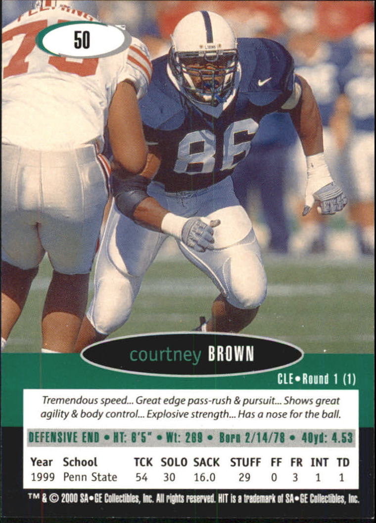 2000 SAGE HIT #50 Courtney Brown back image
