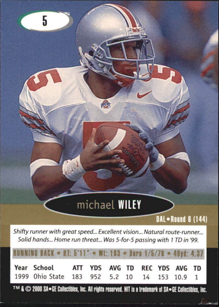 2000 SAGE HIT NRG #5 Michael Wiley back image