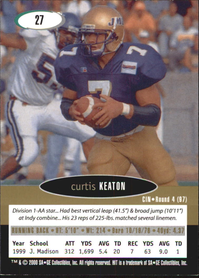 2000 SAGE HIT NRG #27 Curtis Keaton back image