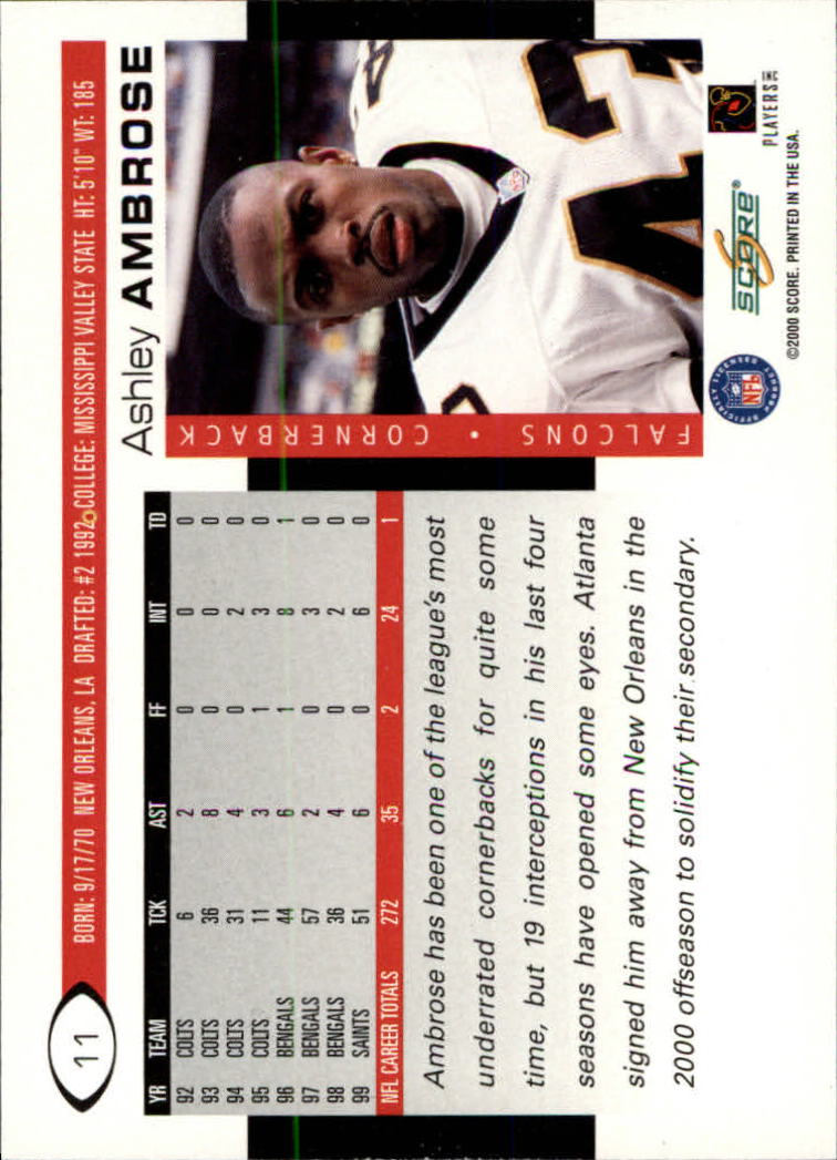2000 Score #11 Ashley Ambrose back image