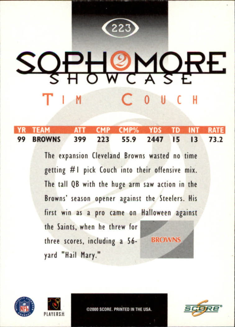 2000 Score #223 Tim Couch SS back image