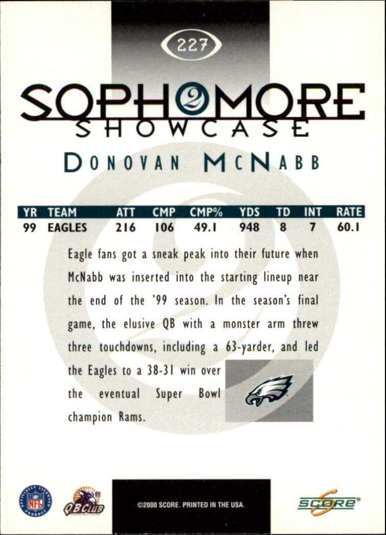 2000 Score #227 Donovan McNabb SS back image