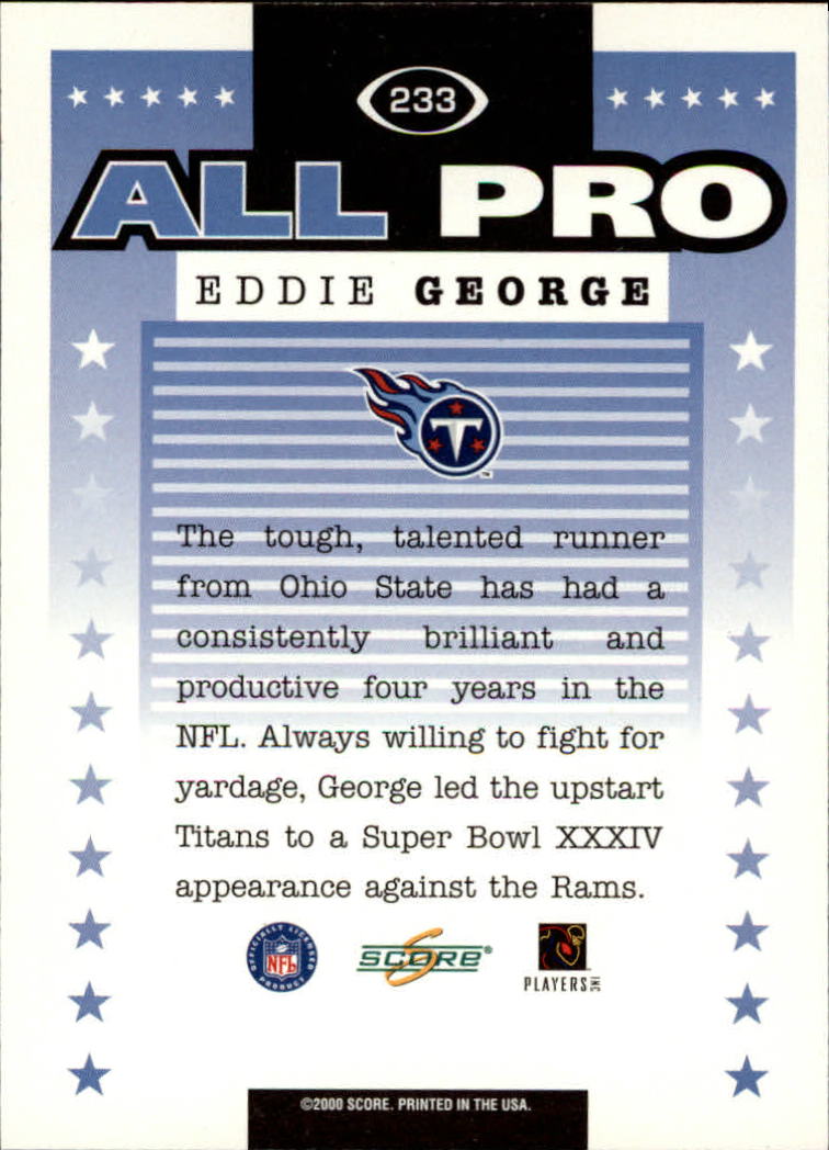 2000 Score #233 Eddie George AP back image