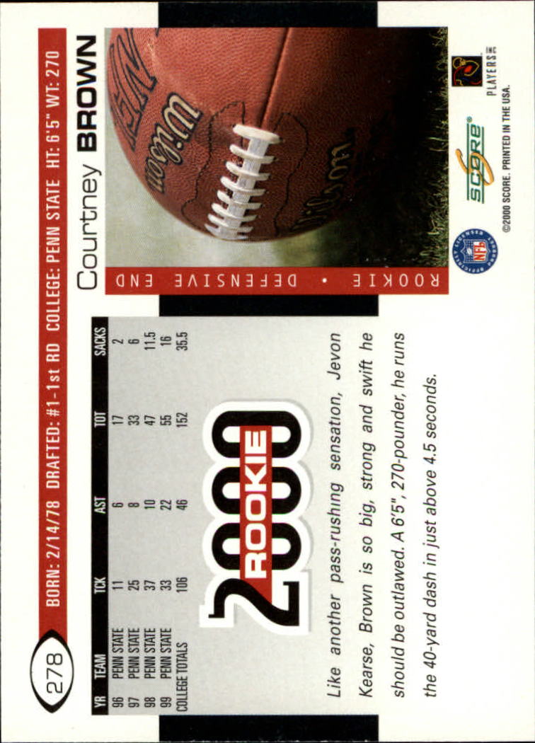 2000 Score #278 Courtney Brown RC back image