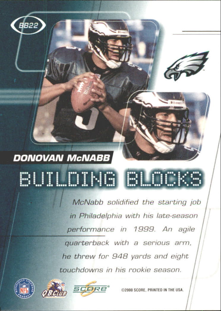 2000 Score Building Blocks #BB22 Donovan McNabb back image
