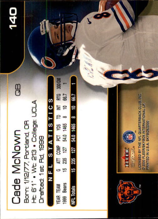 2000 SkyBox #140 Cade McNown back image