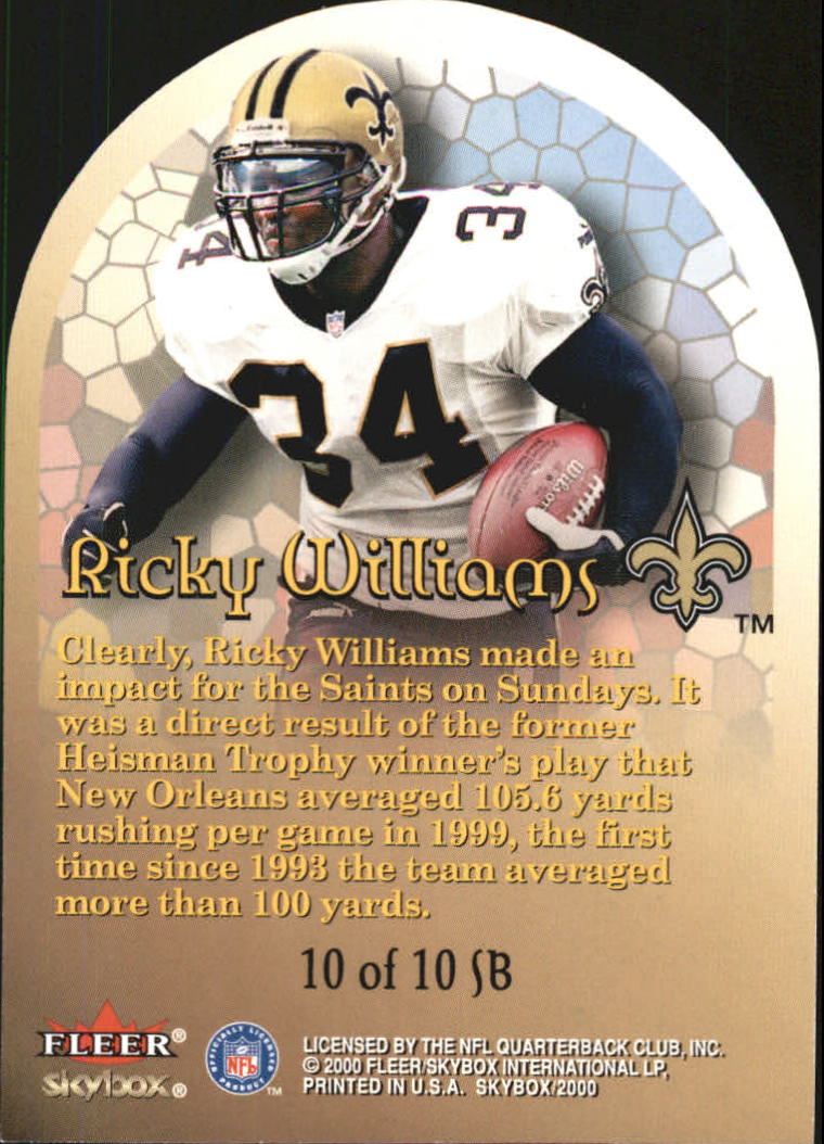 2000 SkyBox Sunday's Best #10 Ricky Williams back image