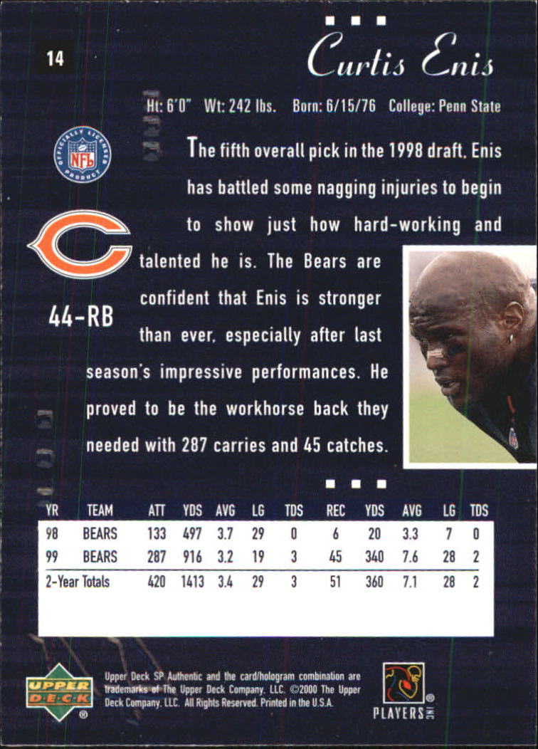 2000 SP Authentic #14 Curtis Enis back image