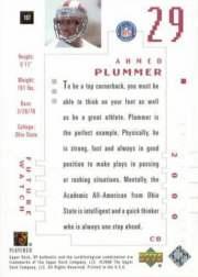 2000 SP Authentic #107 Ahmed Plummer RC back image