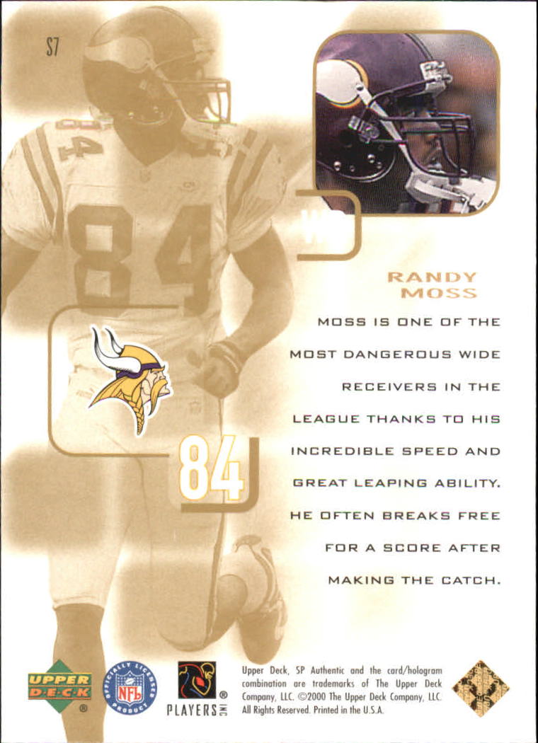 2000 SP Authentic Supremacy #S7 Randy Moss back image