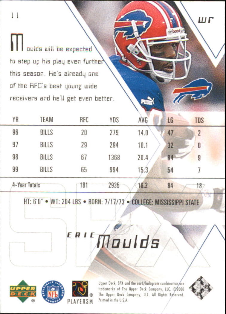 2000 SPx #11 Eric Moulds back image