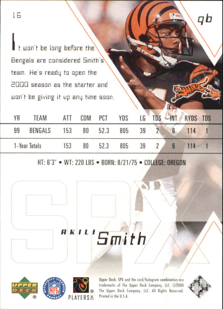 2000 SPx #16 Akili Smith back image