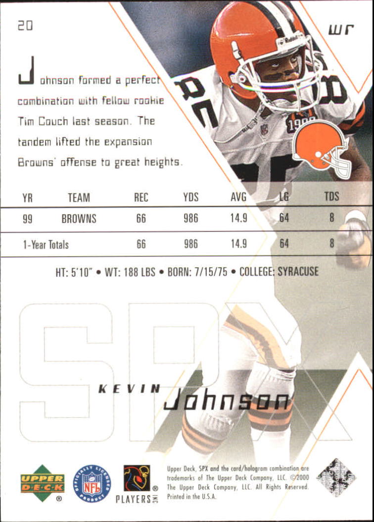 2000 SPx #20 Kevin Johnson back image