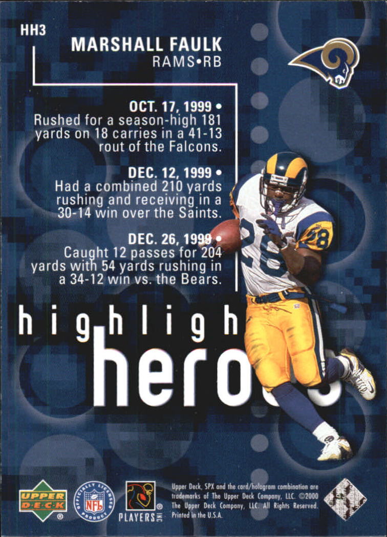 2000 SPx Highlight Heroes #HH3 Marshall Faulk back image