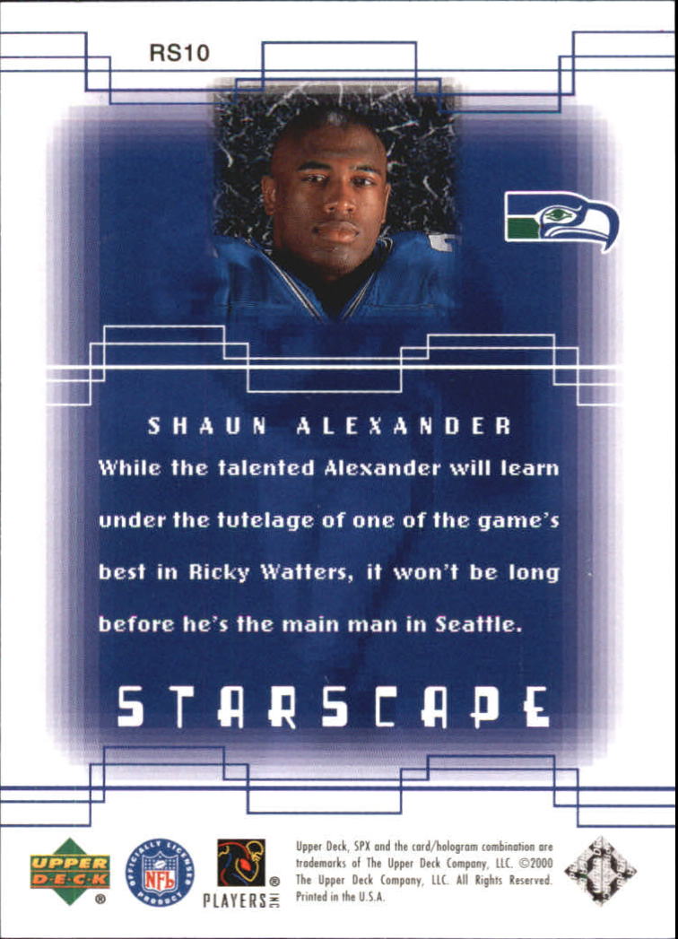 2000 SPx Rookie Starscape #RS10 Shaun Alexander back image