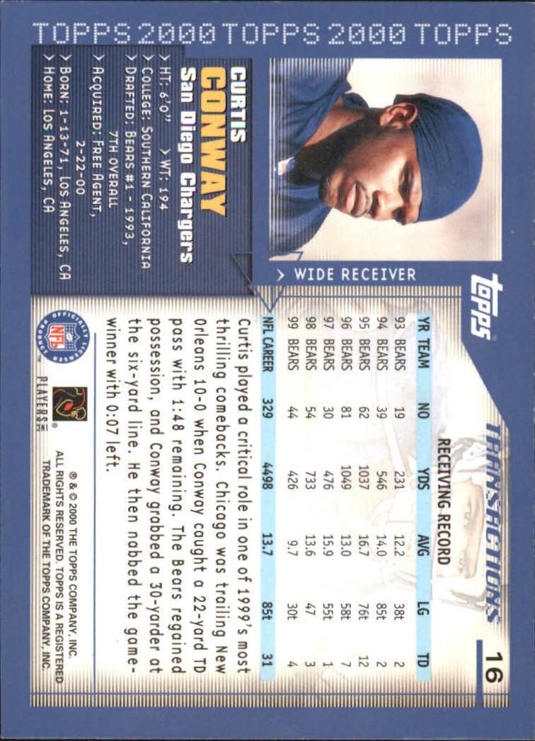2000 Topps #16 Curtis Conway back image