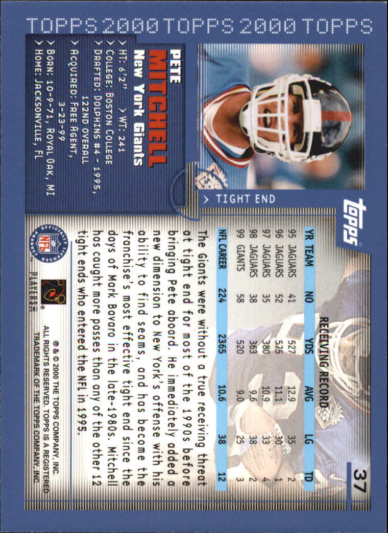 2000 Topps #37 Pete Mitchell back image