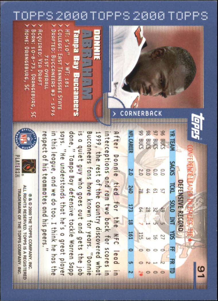 2000 Topps #91 Donnie Abraham back image