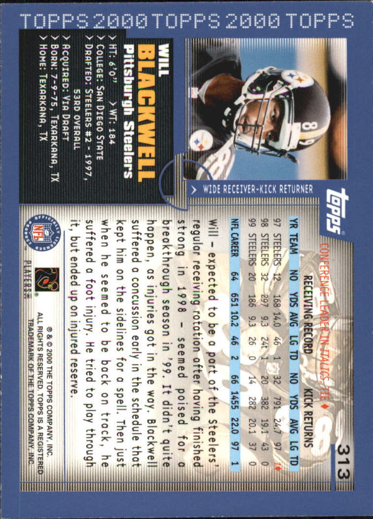 2000 Topps #313 Will Blackwell back image