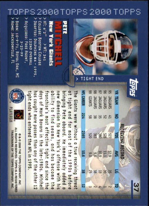 A8830- 2000 Topps Sammlung Fb Karte #S 1-250 -du Pick- 15 + Gratis US Schiff - Bild 67 von 465