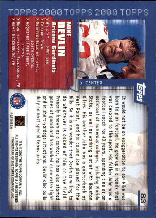 2000 Topps Collection #83 Mike Devlin back image