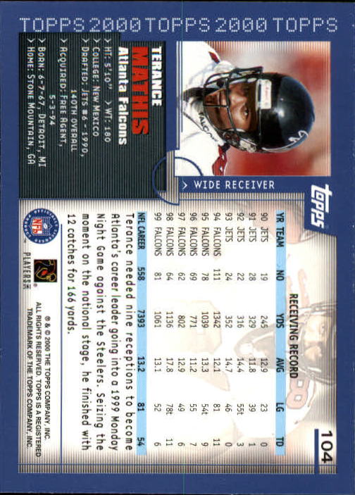 A8830- 2000 Topps Sammlung Fb Karte #S 1-250 -du Pick- 15 + Gratis US Schiff - Bild 191 von 465