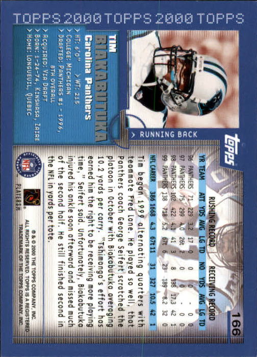 A8830- 2000 Topps Sammlung Fb Karte #S 1-250 -du Pick- 15 + Gratis US Schiff - Bild 307 von 465