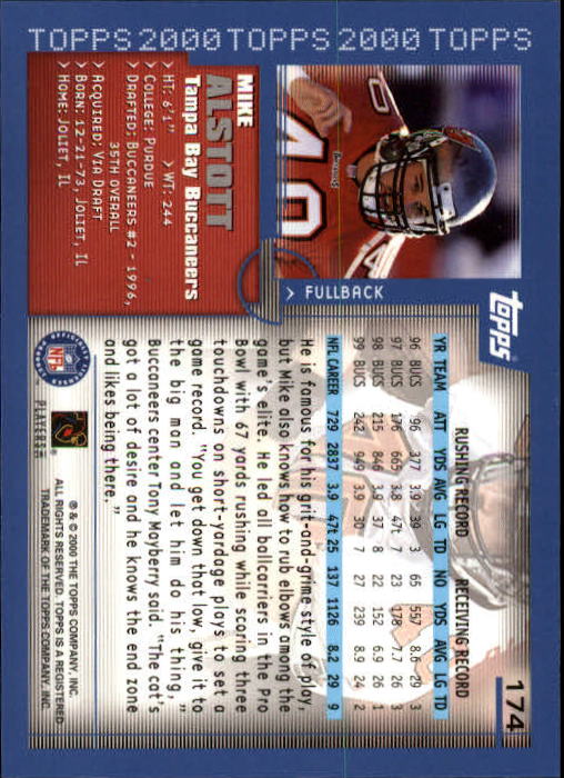 2000 Topps Collection #174 Mike Alstott back image