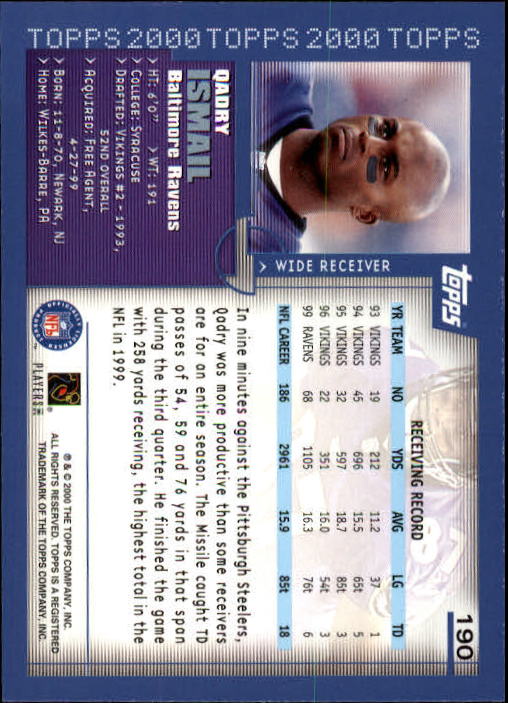 A8830- 2000 Topps Sammlung Fb Karte #S 1-250 -du Pick- 15 + Gratis US Schiff - Bild 351 von 465