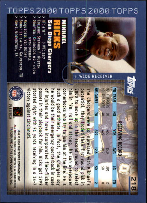 A8830- 2000 Topps Sammlung Fb Karte #S 1-250 -du Pick- 15 + Gratis US Schiff - Bild 403 von 465
