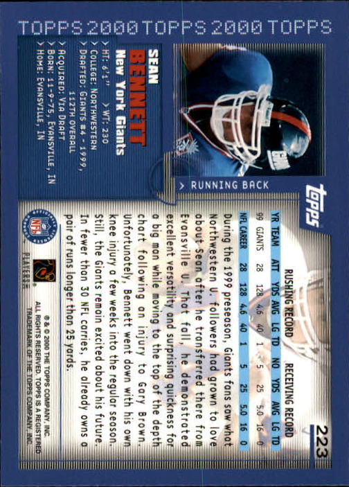A8830- 2000 Topps Sammlung Fb Karte #S 1-250 -du Pick- 15 + Gratis US Schiff - Bild 413 von 465