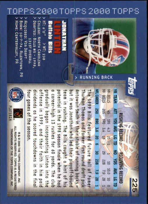 A8830- 2000 Topps Sammlung Fb Karte #S 1-250 -du Pick- 15 + Gratis US Schiff - Bild 417 von 465
