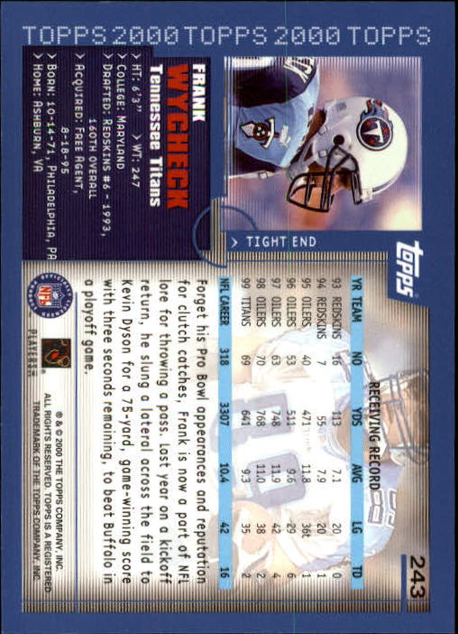 A8830- 2000 Topps Sammlung Fb Karte #S 1-250 -du Pick- 15 + Gratis US Schiff - Bild 451 von 465