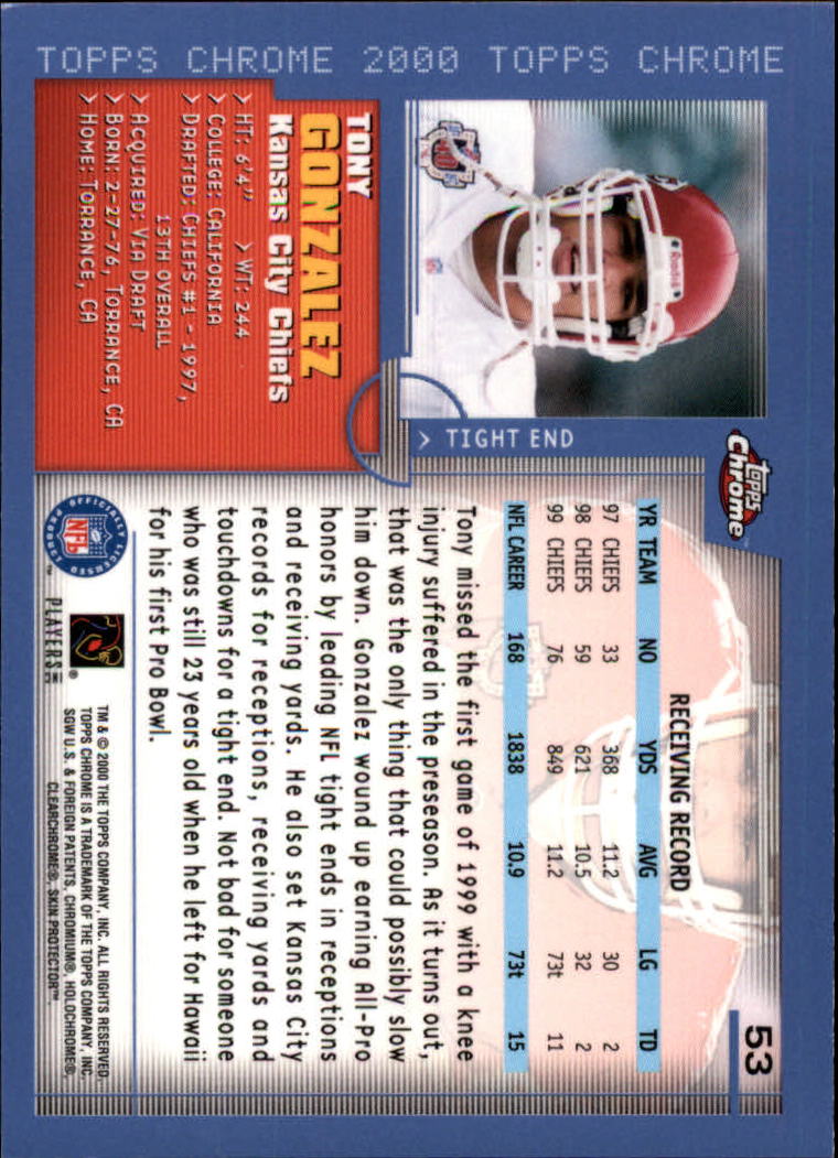 A8504- 2000 Topps Chrome FB Card #s 1-200 +Rookies -You Pick- 15+ FREE US SHIP - Picture 301 of 337