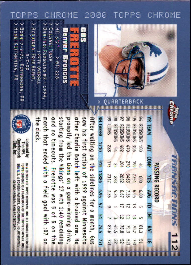 A8504- 2000 Topps Chrome FB Card #s 1-200 +Rookies -You Pick- 15+ FREE US SHIP - Picture 195 of 337