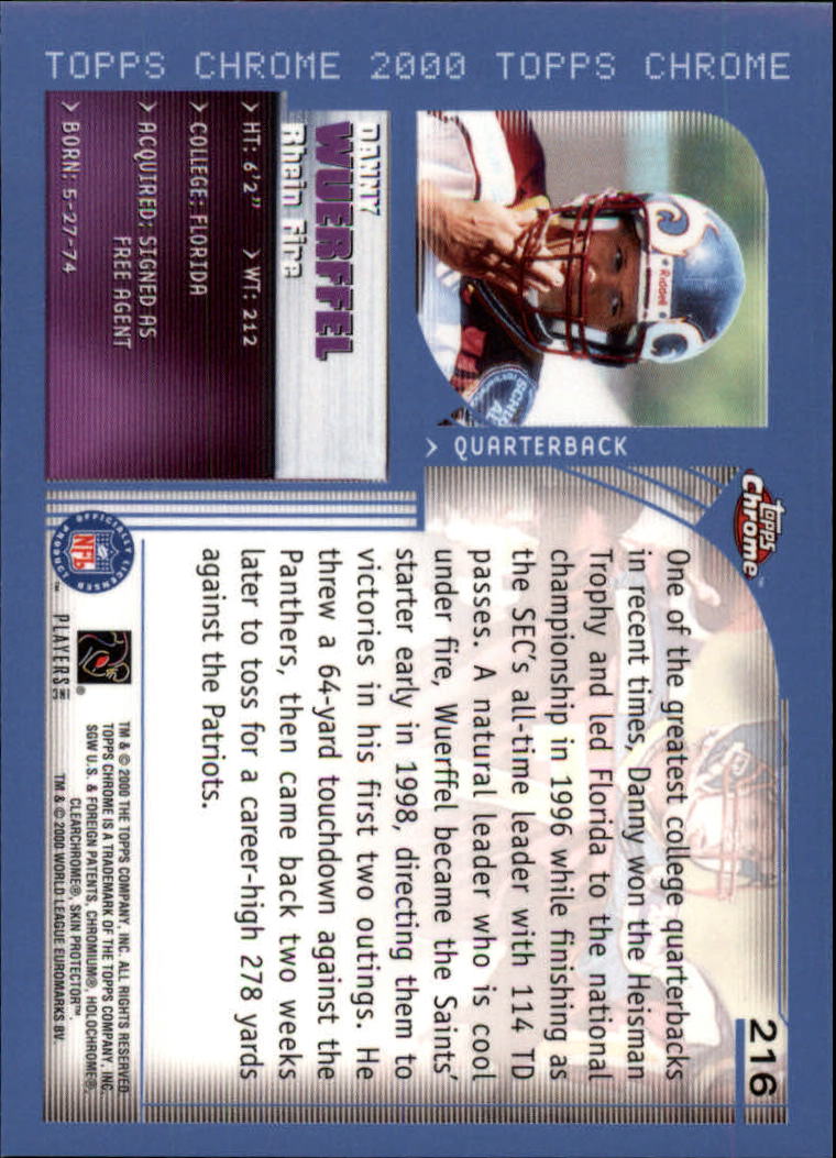 2000 Topps Chrome #216 Danny Wuerffel EP back image