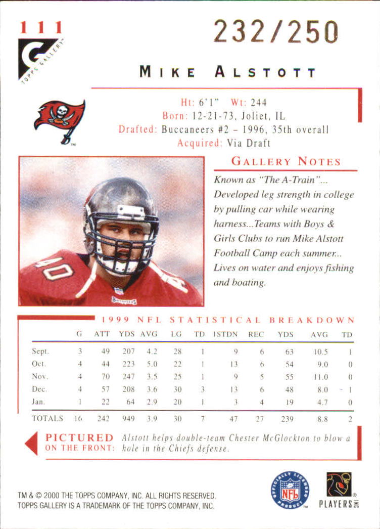 2000 Topps Gallery Player's Private Issue #111 Mike Alstott back image