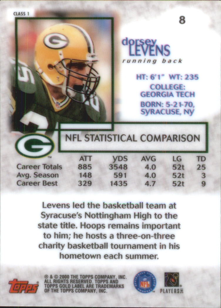 2000 Topps Gold Label Class 1 #8 Dorsey Levens back image