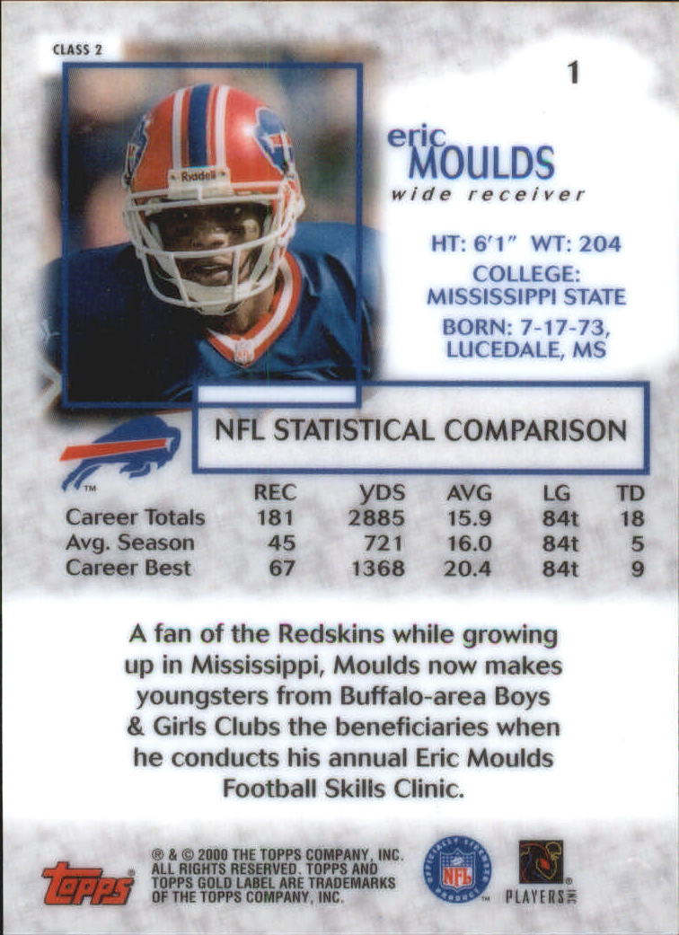 2000 Topps Gold Label Class 2 #1 Eric Moulds back image
