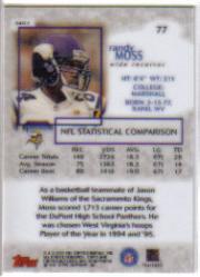 2000 Topps Gold Label Class 2 #77 Randy Moss back image