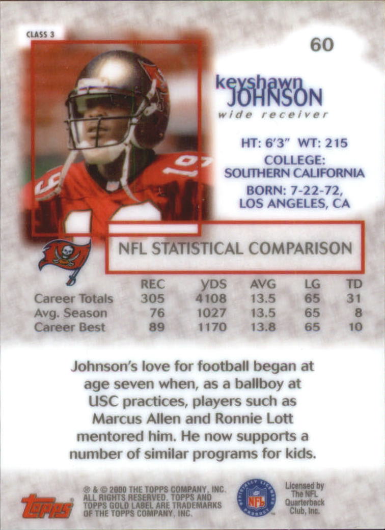 2000 Topps Gold Label Class 3 60 Keyshawn Johnson NM MT