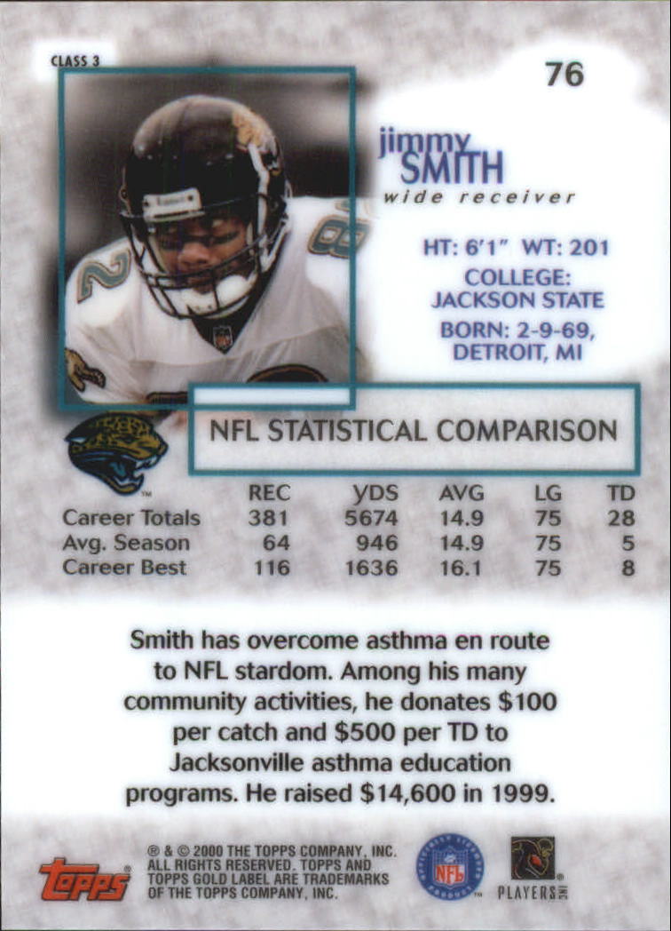2000 Topps Gold Label Class 3 #76 Jimmy Smith back image