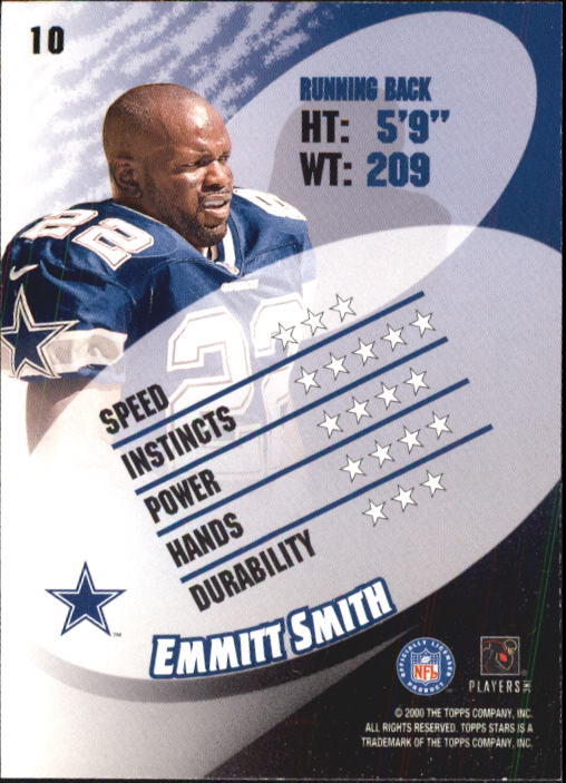 2000 Topps Stars #10 Emmitt Smith back image