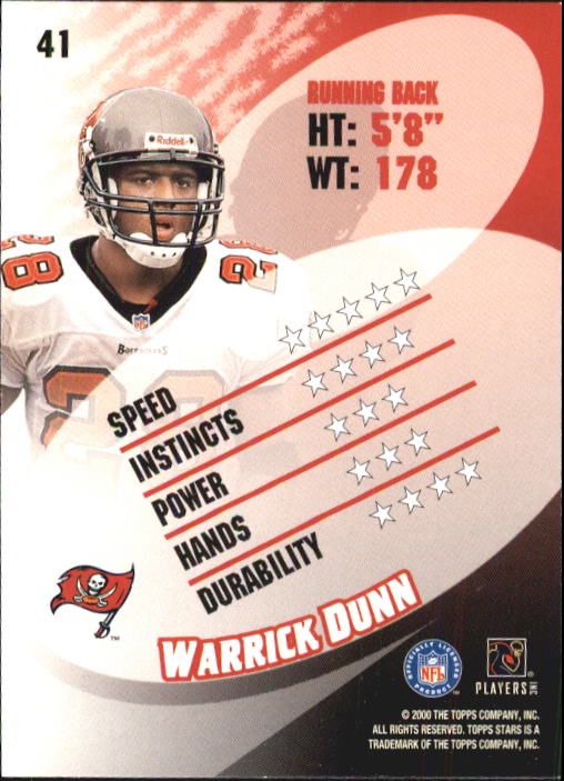 2000 Topps Stars #41 Warrick Dunn back image