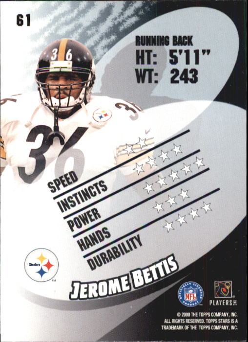 2000 Topps Stars #61 Jerome Bettis back image