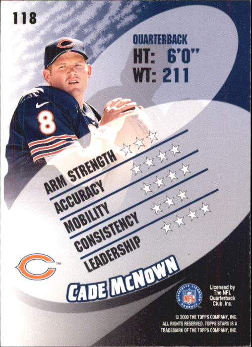 2000 Topps Stars #118 Cade McNown back image
