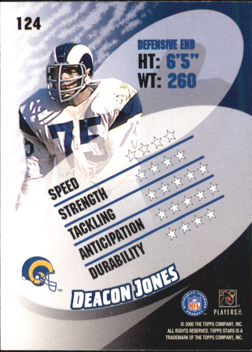 2000 Topps Stars #124 Deacon Jones back image