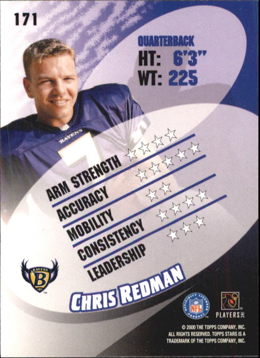2000 Topps Stars #171 Chris Redman RC back image