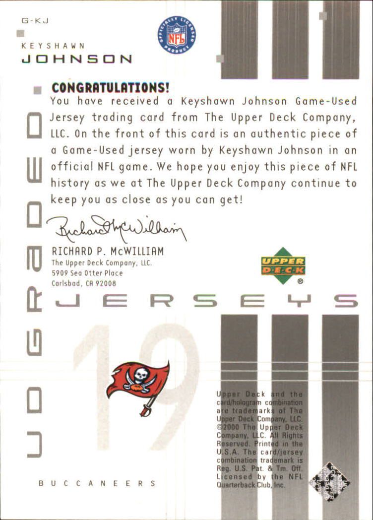 2000 UD Graded Jerseys #GKJ Keyshawn Johnson back image